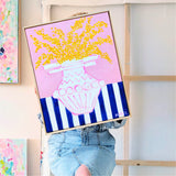 Wattle On Blue Stripes