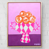 Wonky Pink Bowl  With Oranges