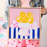 Lemons On Blue Stripes
