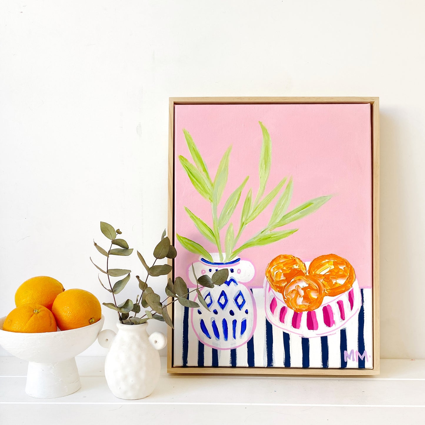 Oranges In Pink Bowl