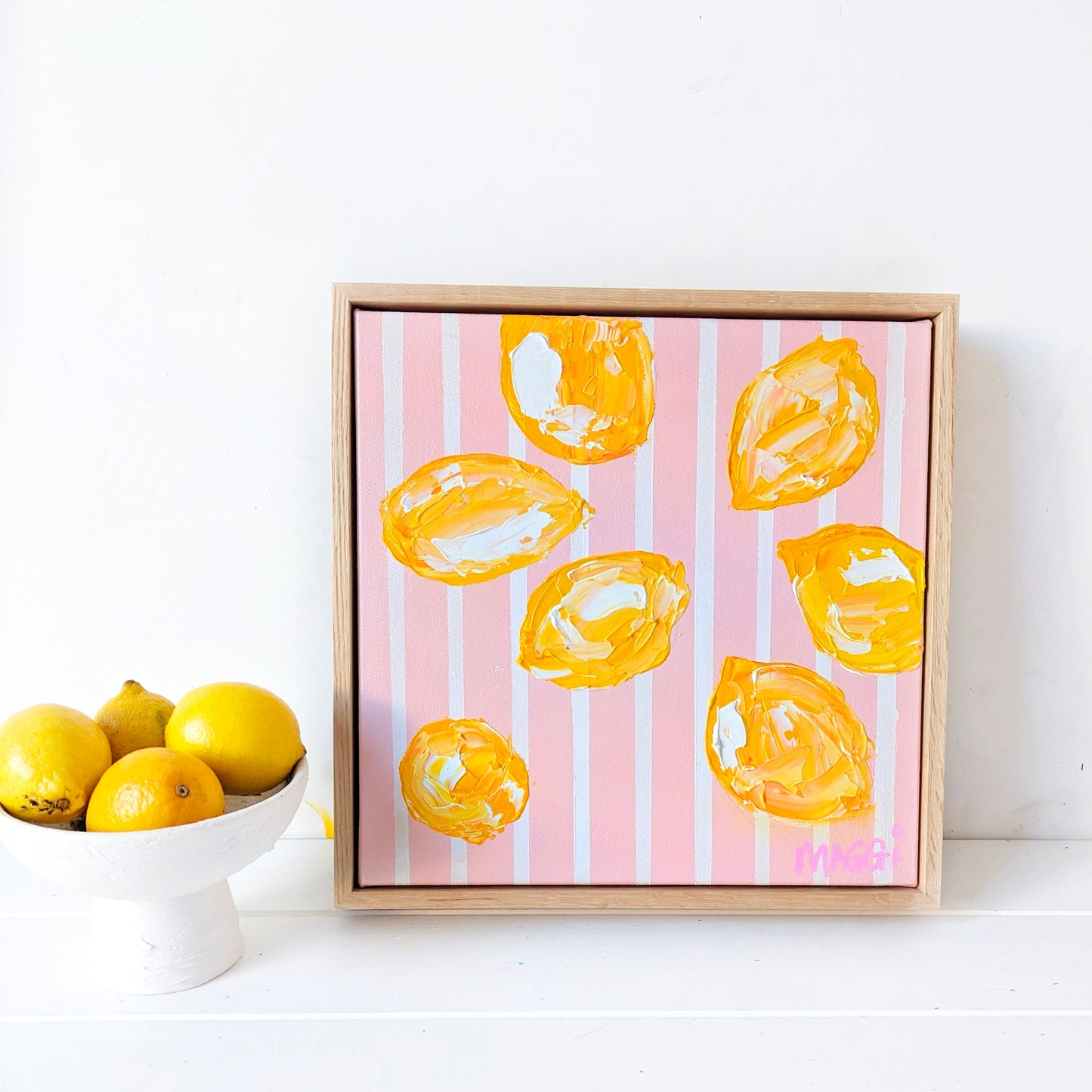 Lemons On Pink Stripes
