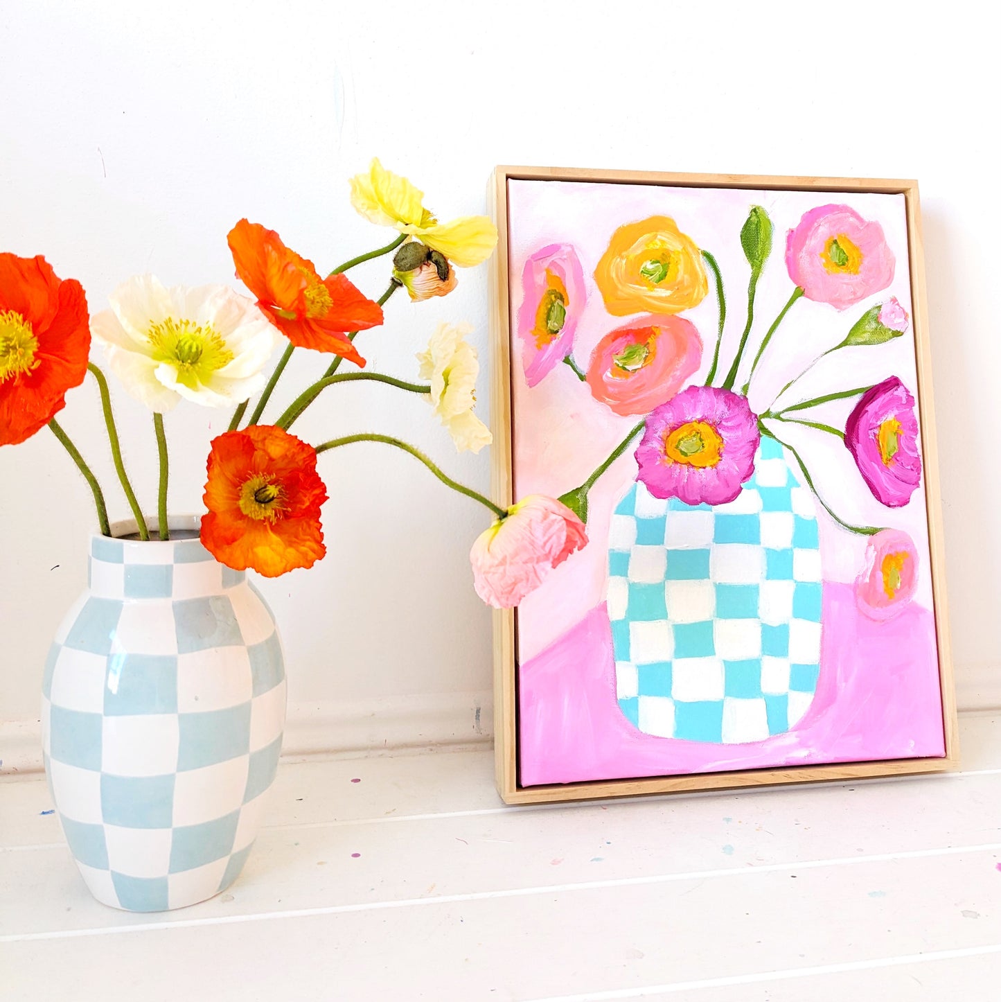 Poppies On Check