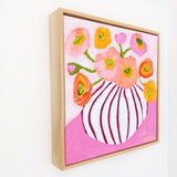 Poppies In Magenta Stripes