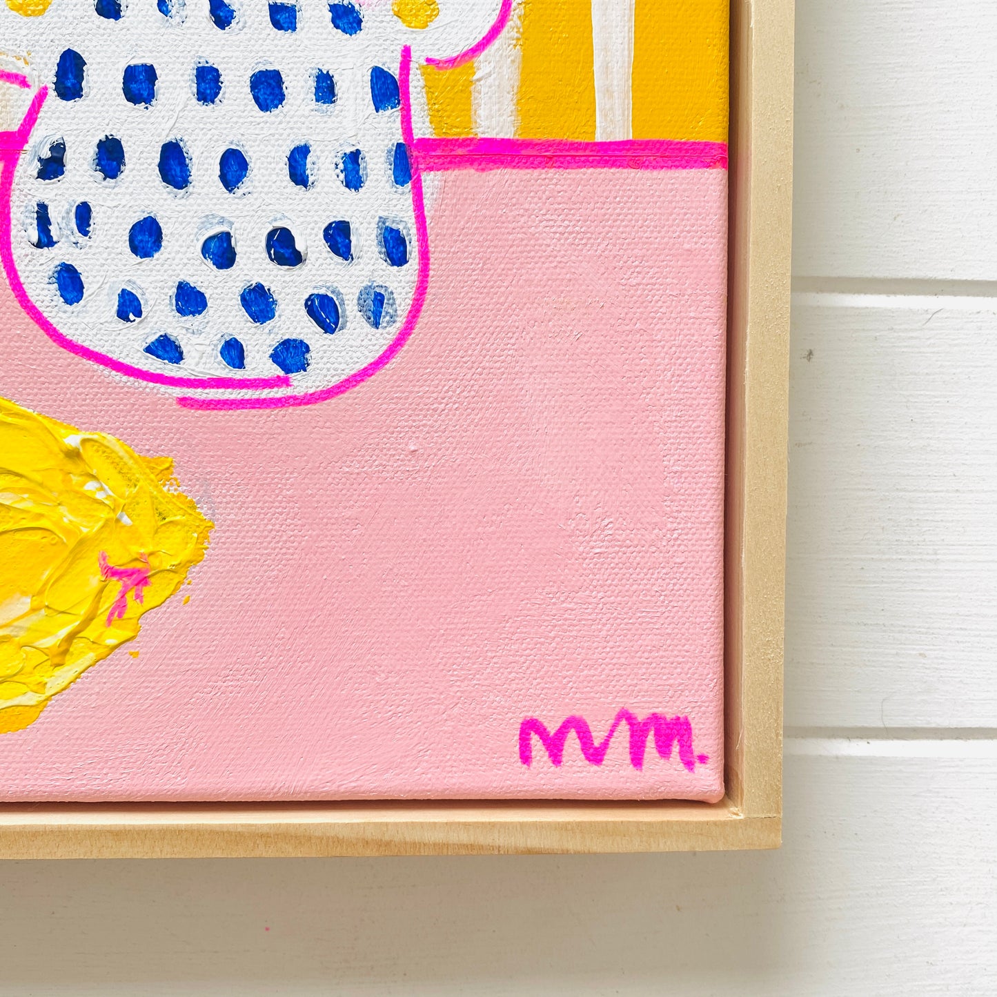 Dotty Vase On Yellow Stripes