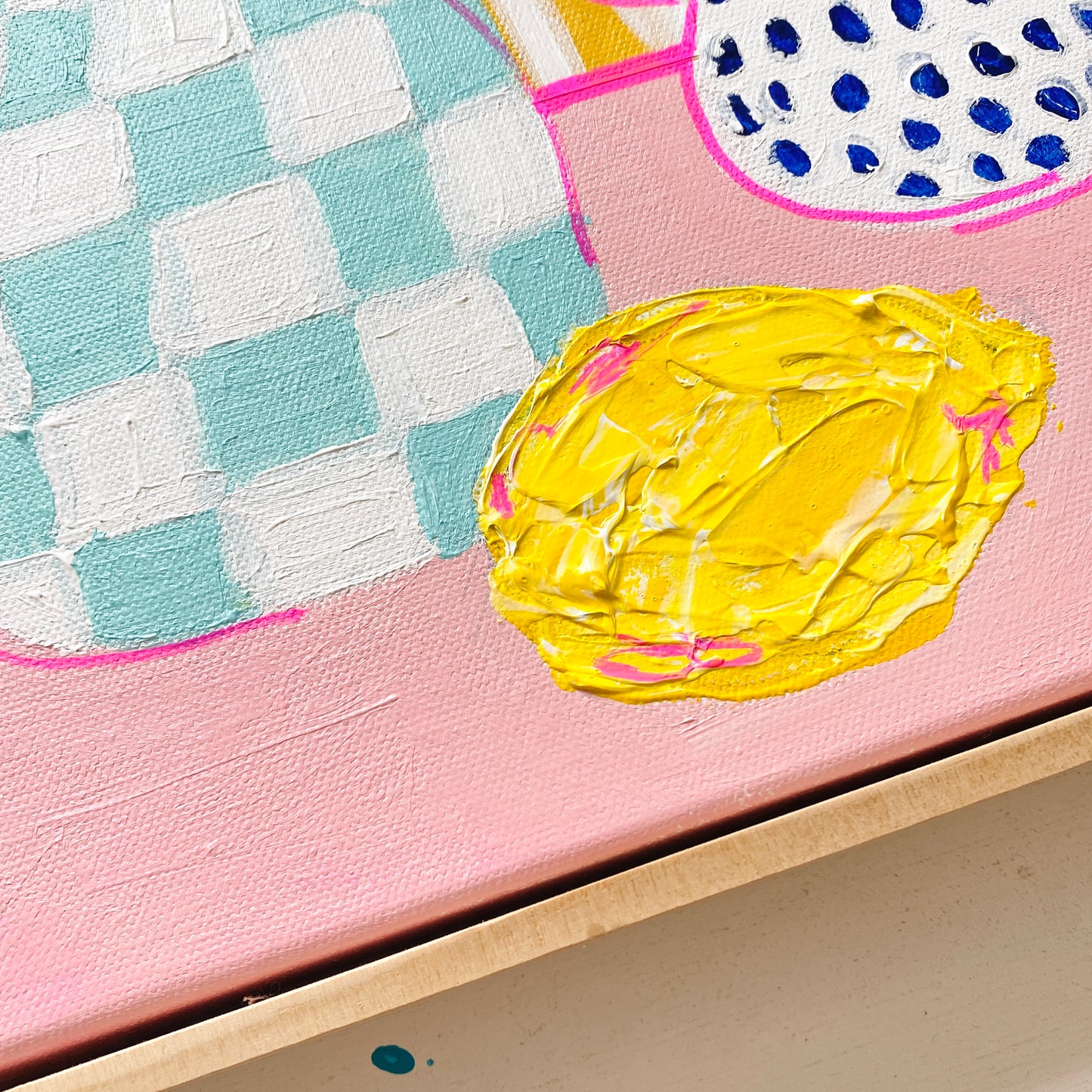 Dotty Vase On Yellow Stripes