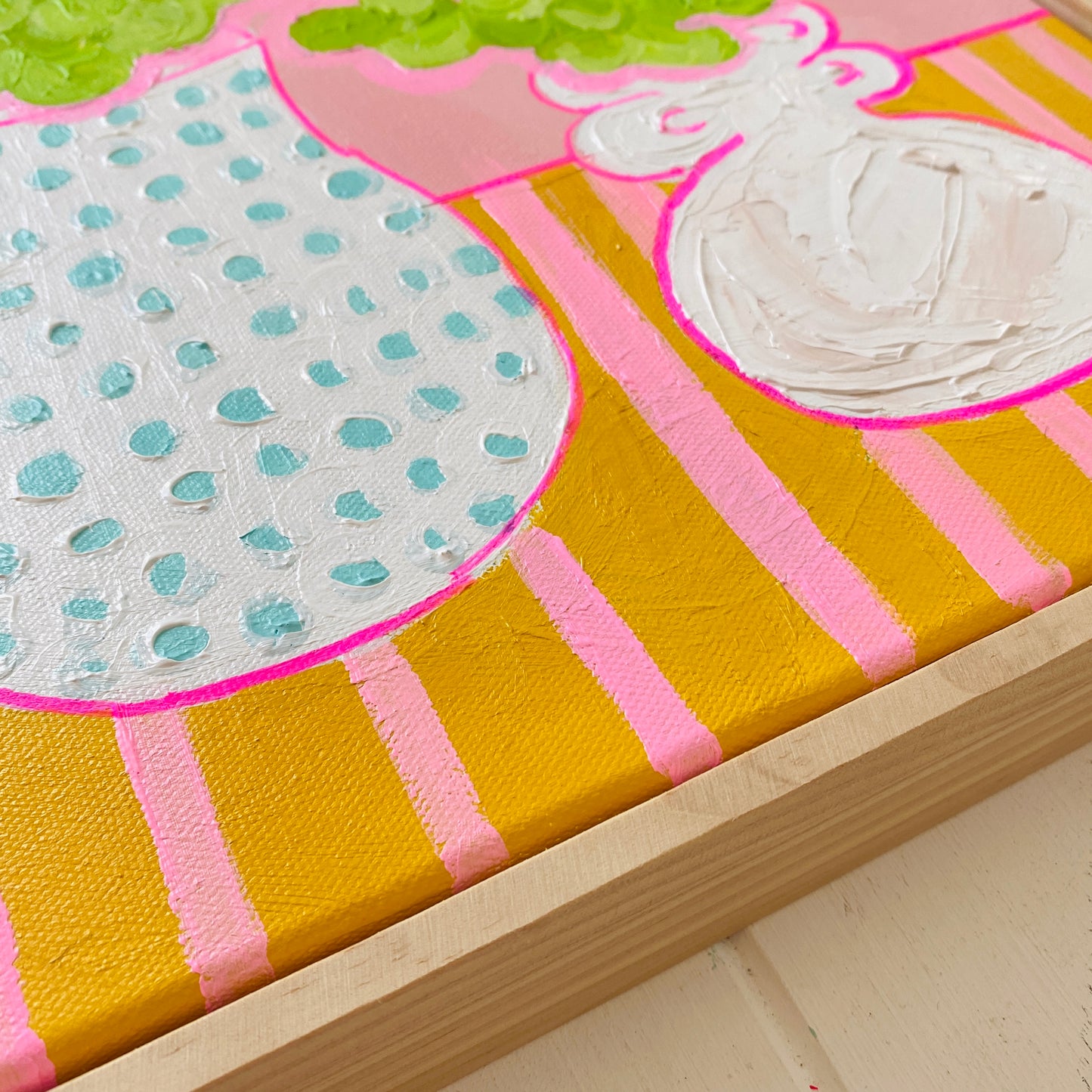 Two Pots On Pink Stripes