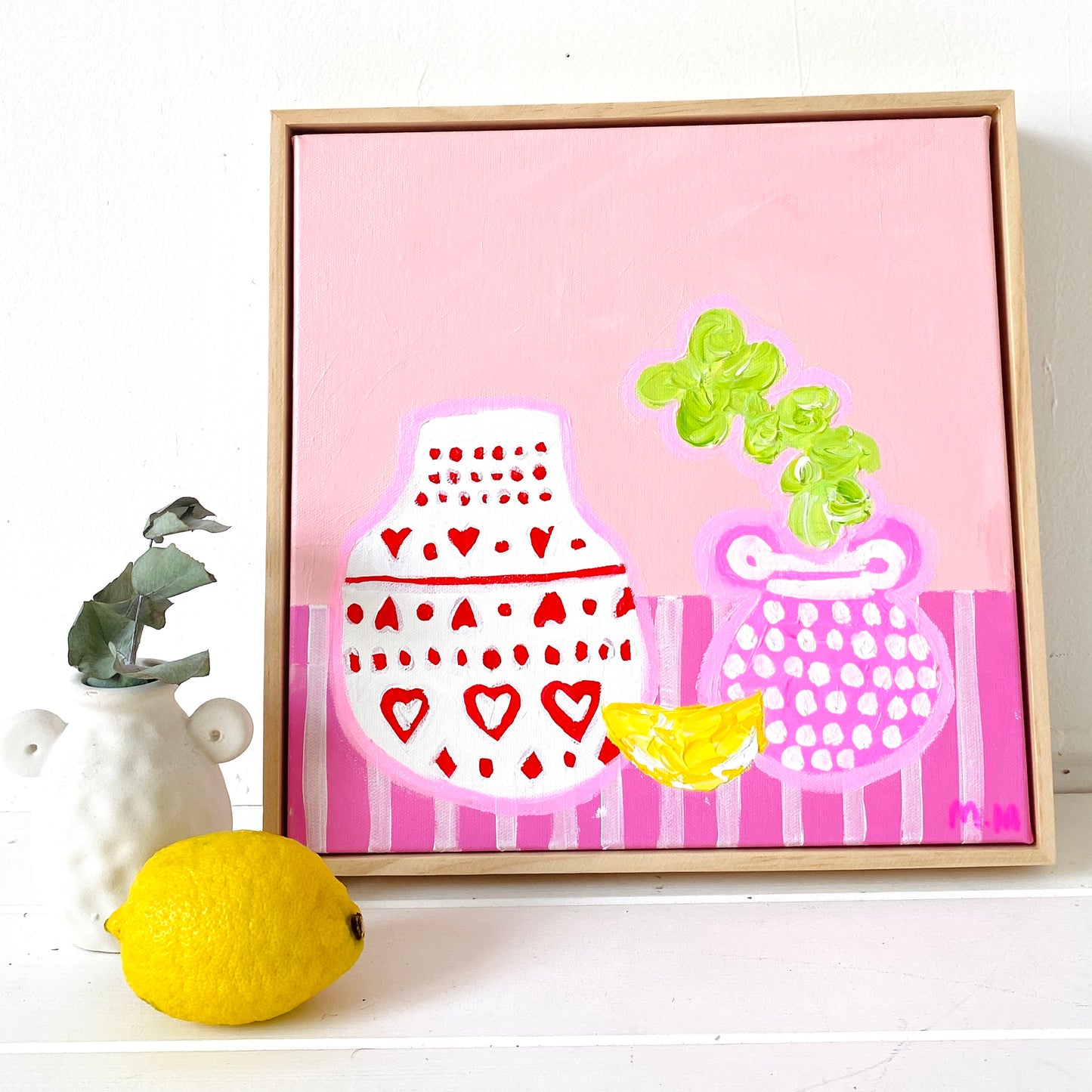 Love Hearts On Pink Stripes