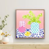 Chequered Vase With Eucalyptus