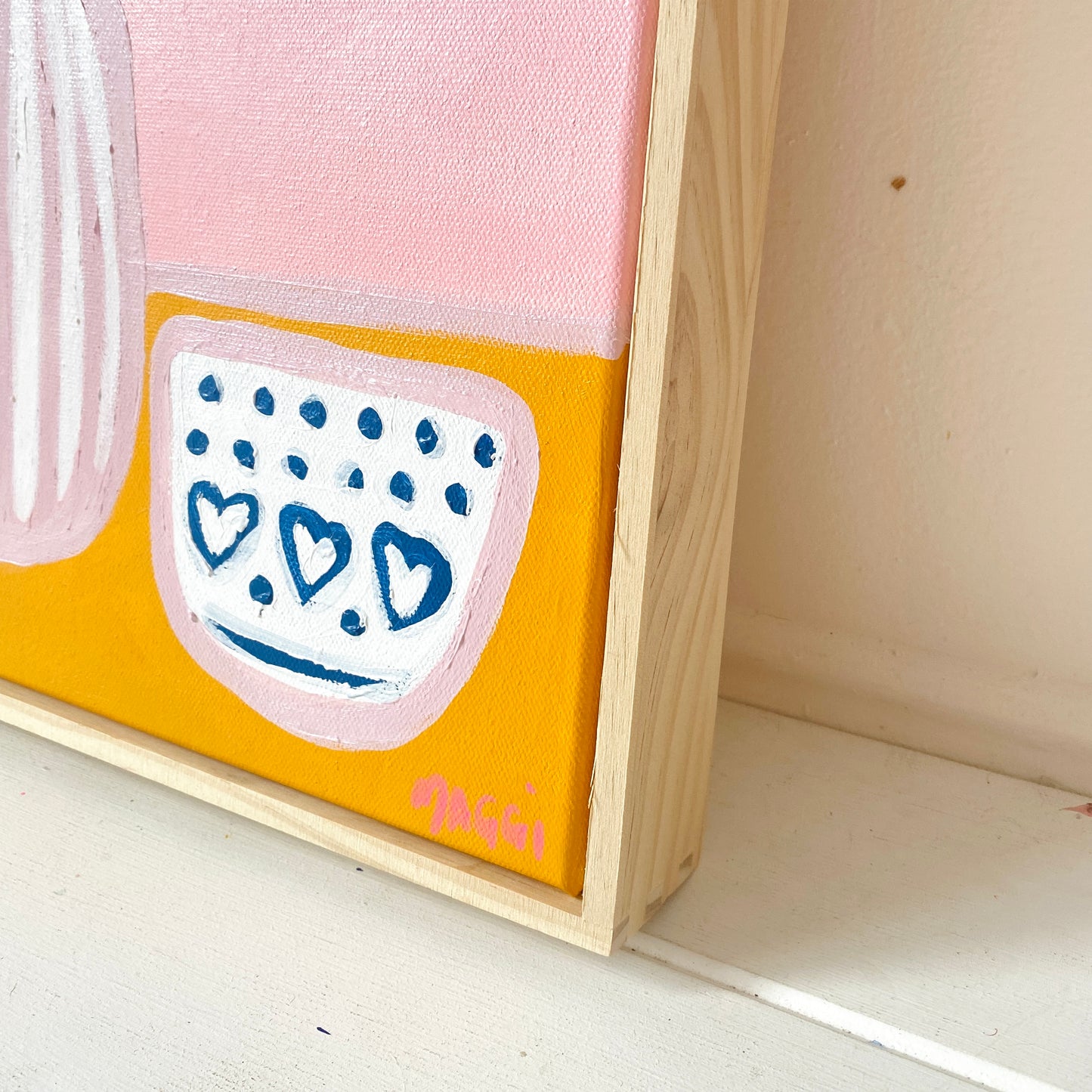 Pink Stripes With Wonky Blue Bowl