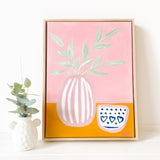 Pink Stripes With Wonky Blue Bowl