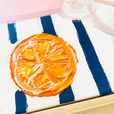 Oranges On Blue Stripes