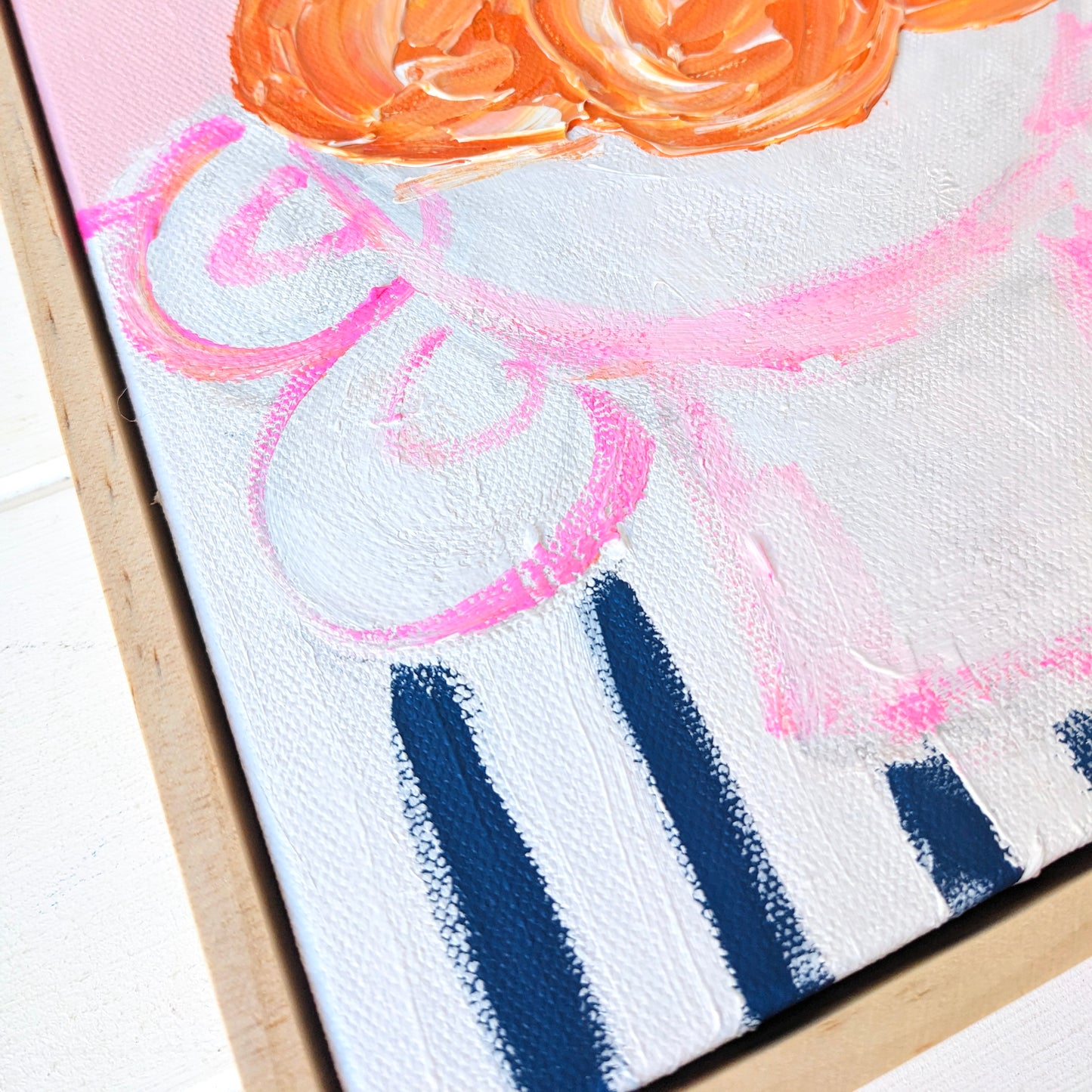 Wonky Pink Bowl With Oranges