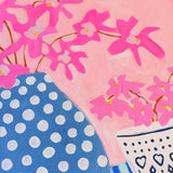 Spotty Pot With Pink Flowers