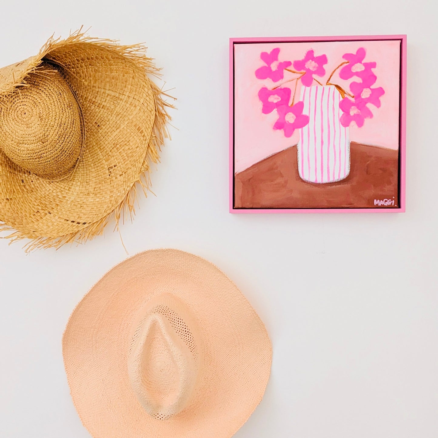 Pink Blooms In Pink Stripes