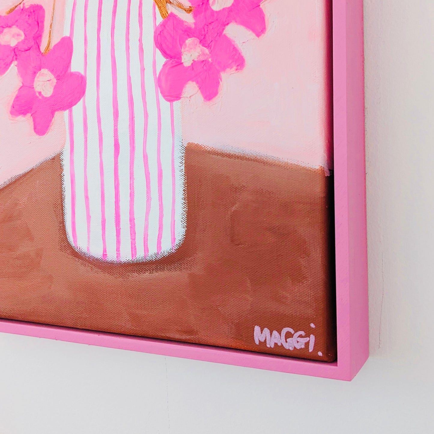 Pink Blooms In Pink Stripes