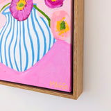 Poppies In Blue Stripes