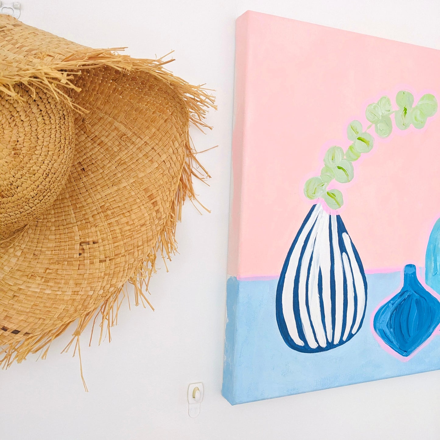 Blues With Eucalyptus On Pink
