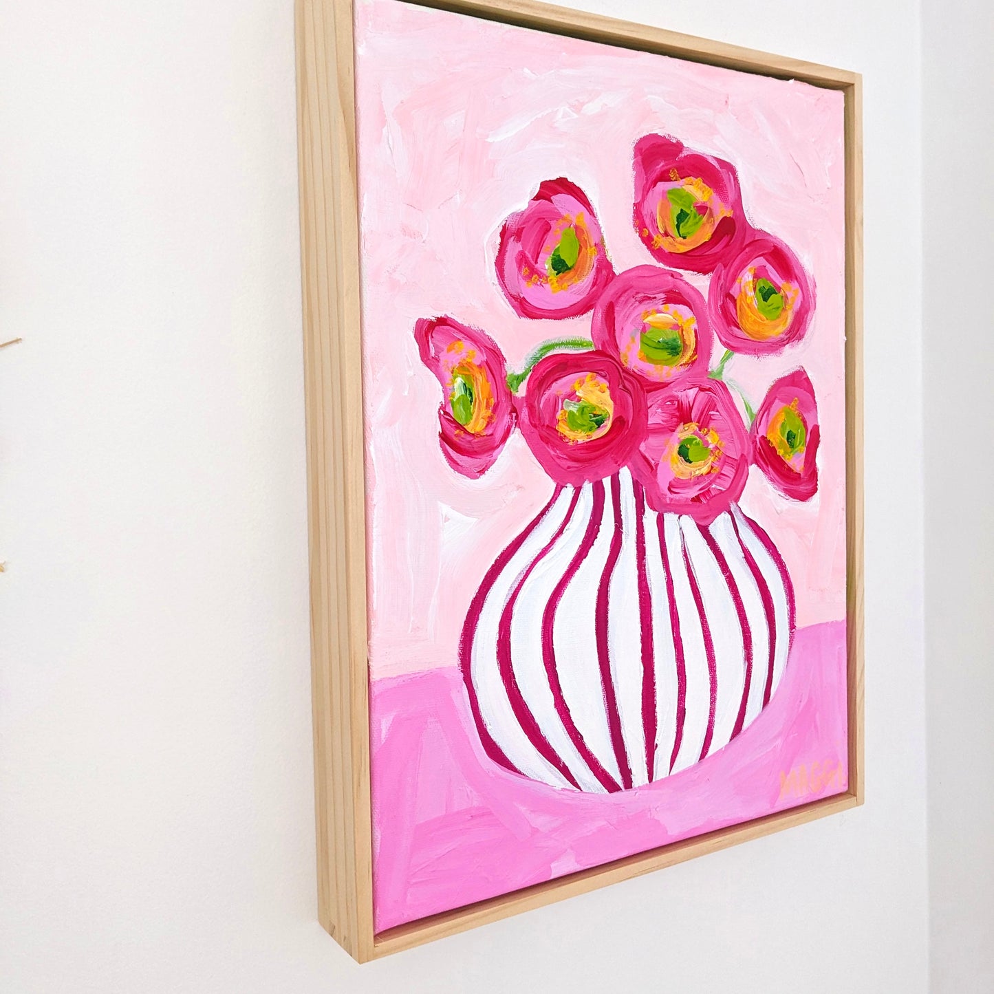 Poppies In Magenta On Pink
