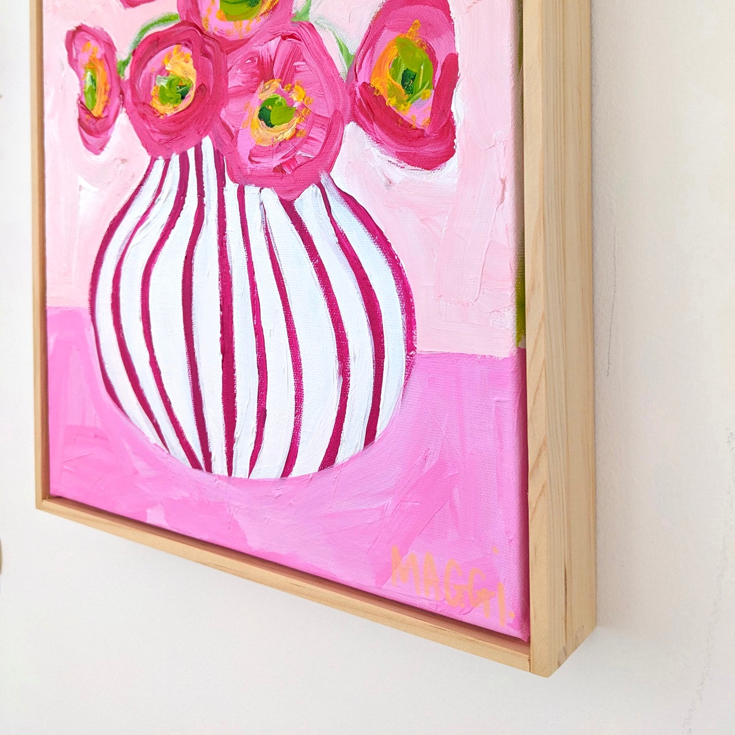 Poppies In Magenta On Pink