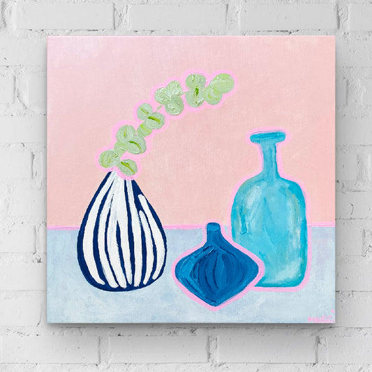 Blues With Eucalyptus On Pink
