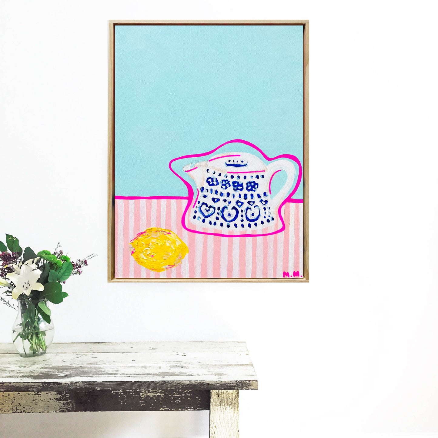 Enid's Coffee Pot on Pink Stripes