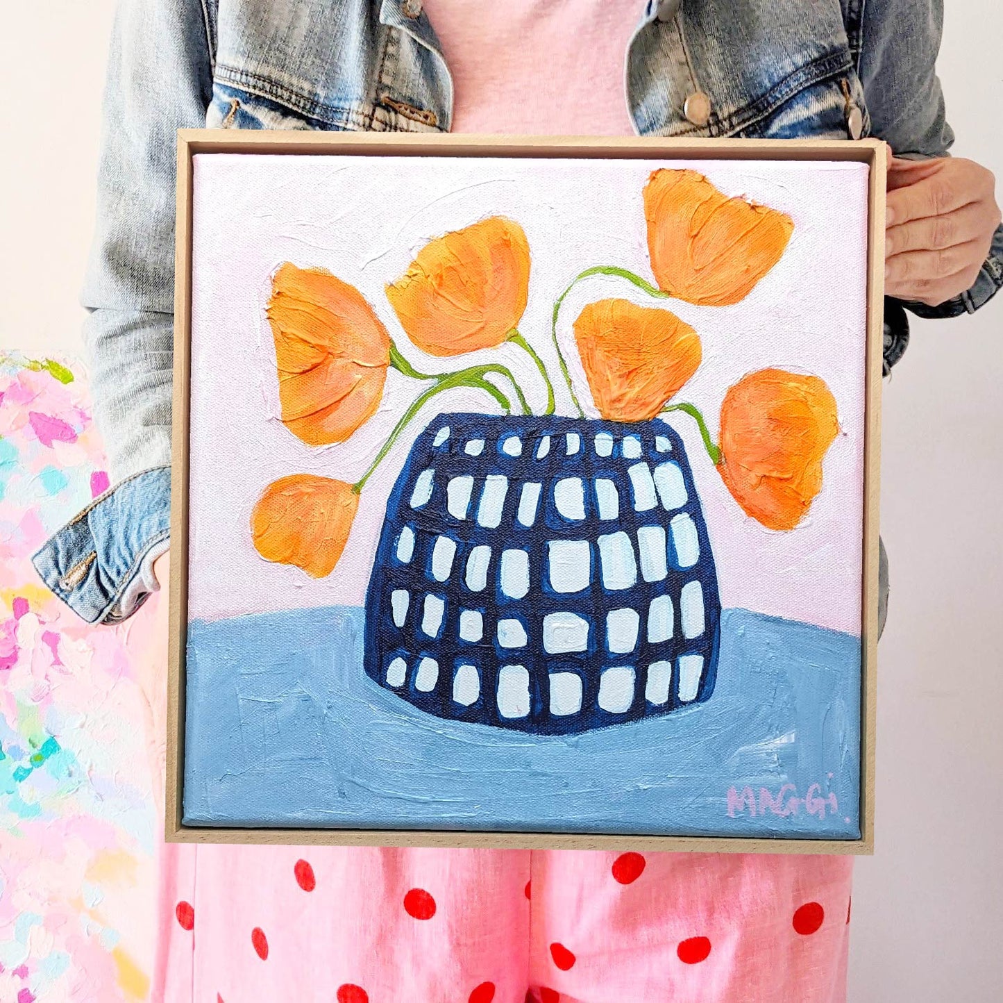 Orange Poppies In Blue