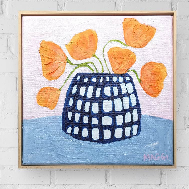 Orange Poppies In Blue