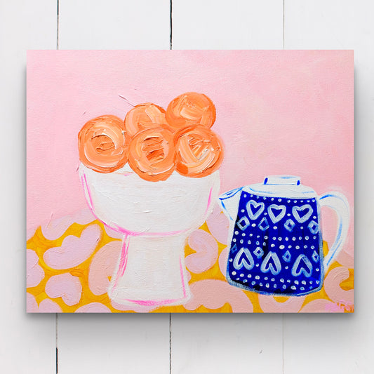 Oranges With Coffee Pot