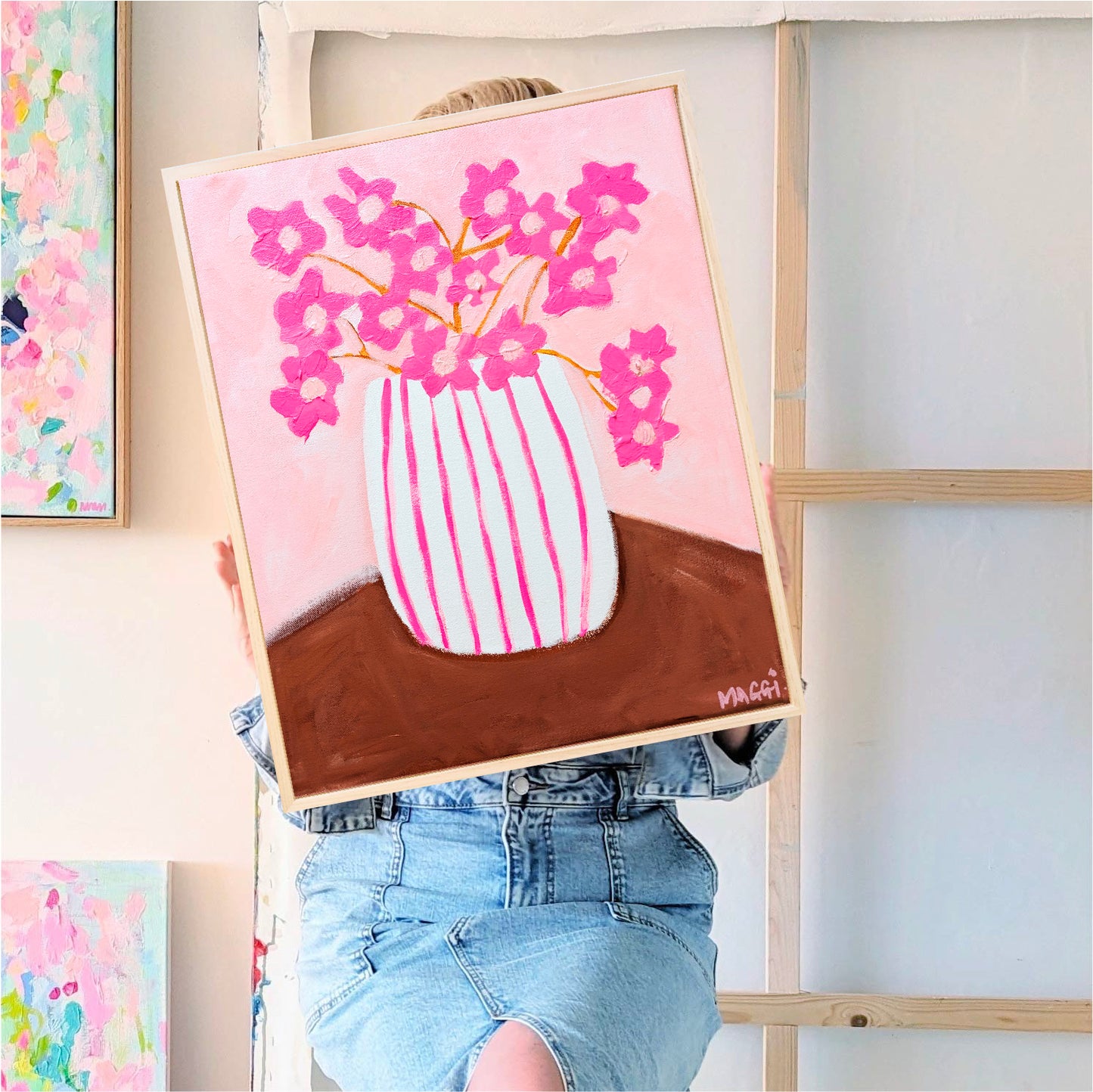 Pink Stripes With Flowers