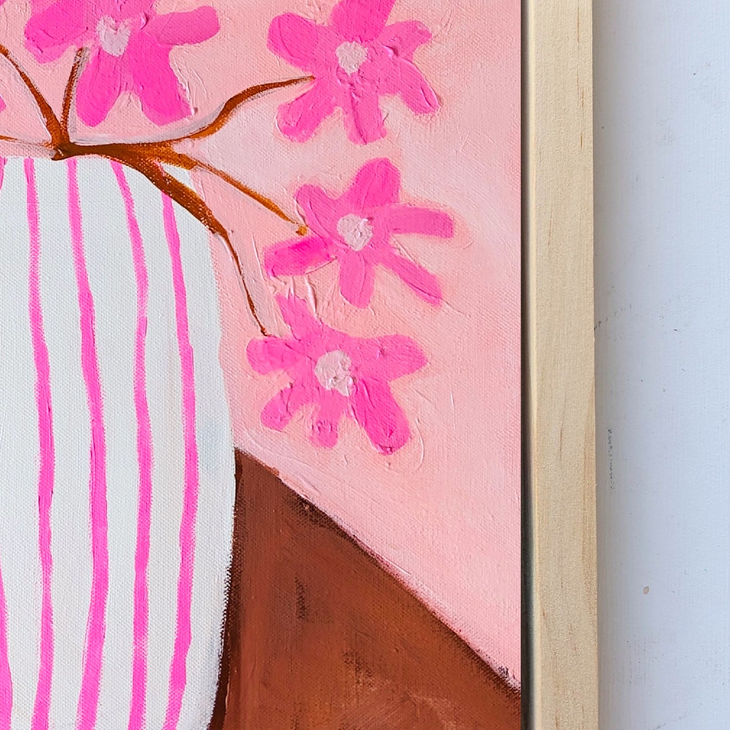 Pink Flowers In Stripes