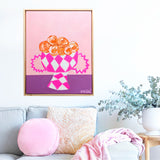 Pink Urn With Oranges