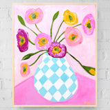 Poppies In Diamonds On Pink