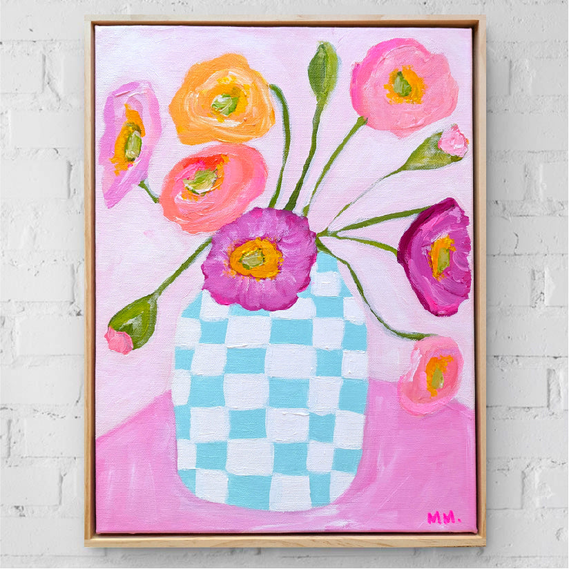 Poppies On Check