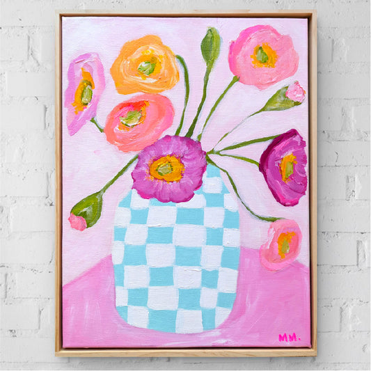 Poppies On Check