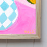 Poppies In Diamonds On Pink