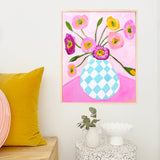 Poppies In Diamonds On Pink