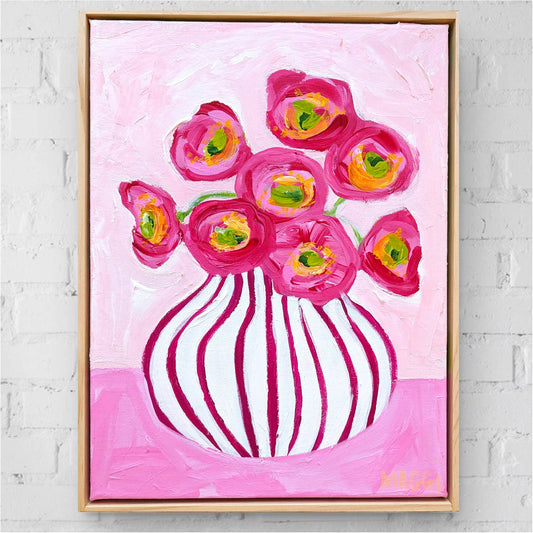 Poppies In Magenta On Pink