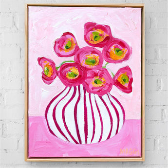 Poppies In Magenta On Pink