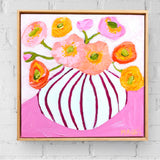 Poppies In Magenta Stripes