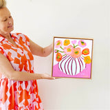 Poppies In Magenta Stripes