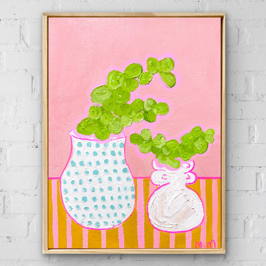 Two Pots On Pink Stripes