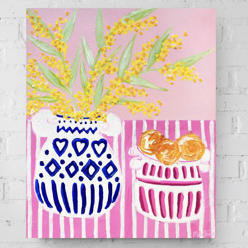 Wattle In Blue Pot
