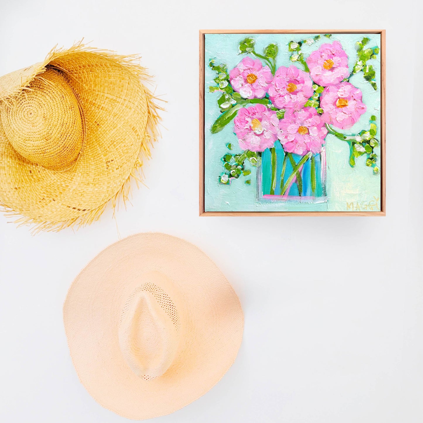Pink Zinnias in Vase
